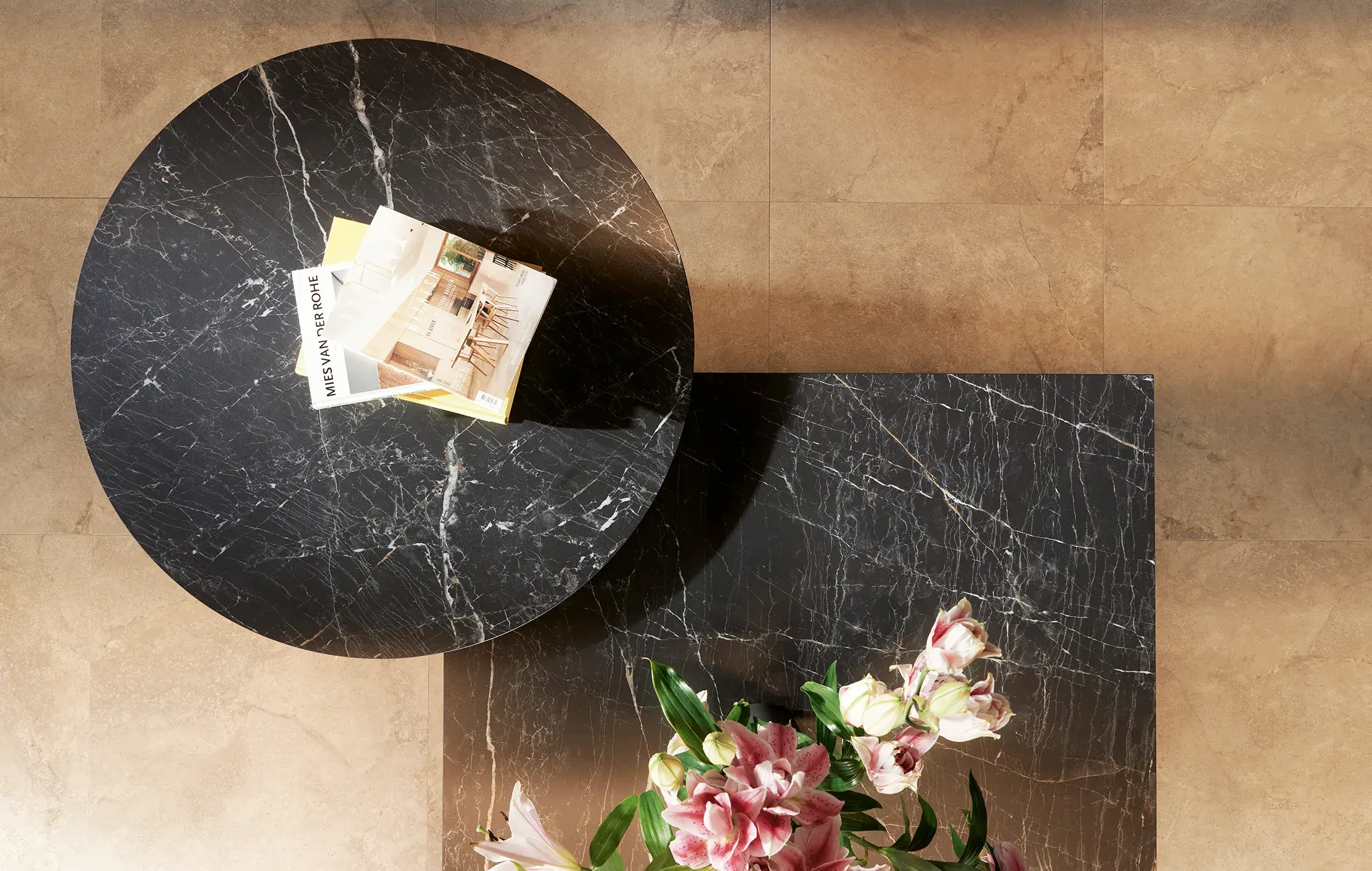 systemo ceramic Arbeitsplatte und runder Thekenaufsatz